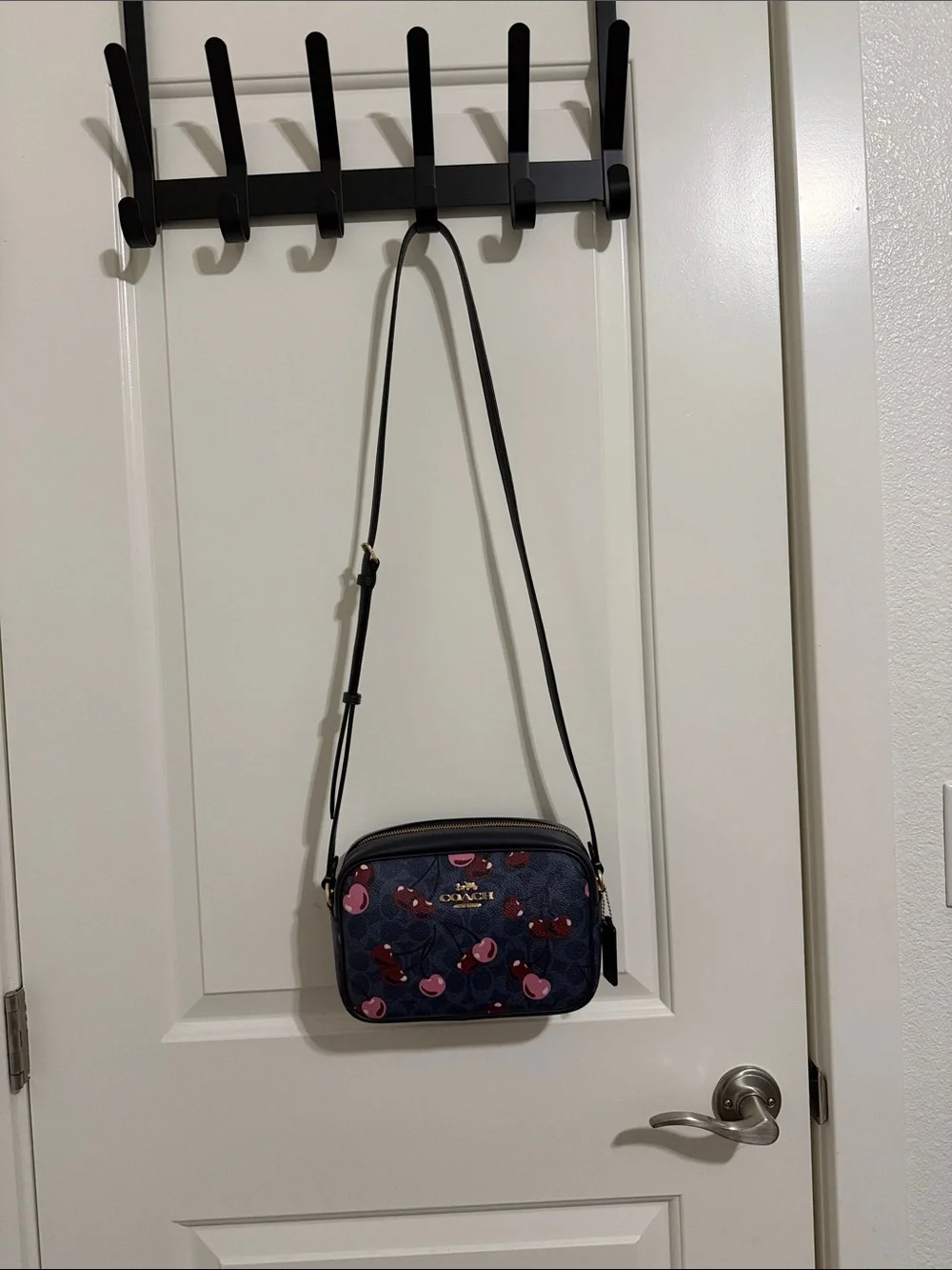Coach Navy Cherry Print Crossbody Bag